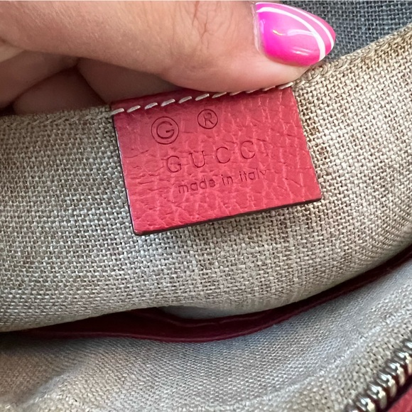 Gucci GG Canvas Red Leather Crossbody Purse with Wallet pockets - Picture 9 of 10